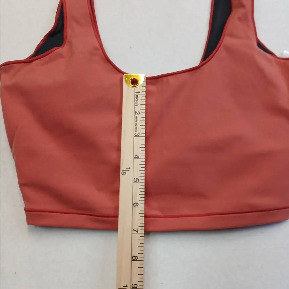 Varley Activewear Scoop Neck Crop Sports Bra Terracotta Rust Small